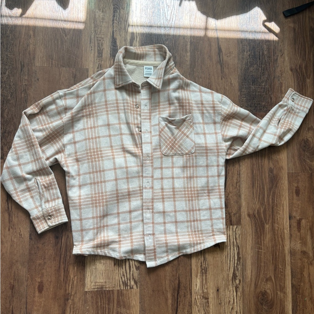 PINK Oversized Fleece Flannel